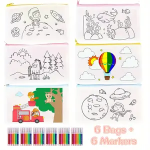 DIY Coloring Pen, Pencil and Marker Box Includes 6 sets of colored pencils + 6 random color pencil cases Adorable & stylish prints Cute & practical, enhances hands on creativity Perfect as a gift for Thanksgiving, and Christmas