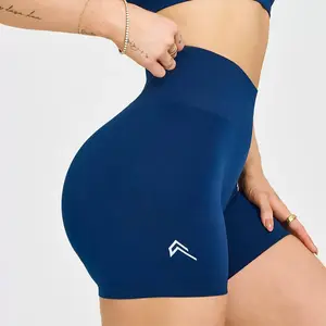 Oner Seamless Knitted Shorts Navy Blue High Waist Yoga Pants Sport Fitness Tight Fit Women's Workout Activewear