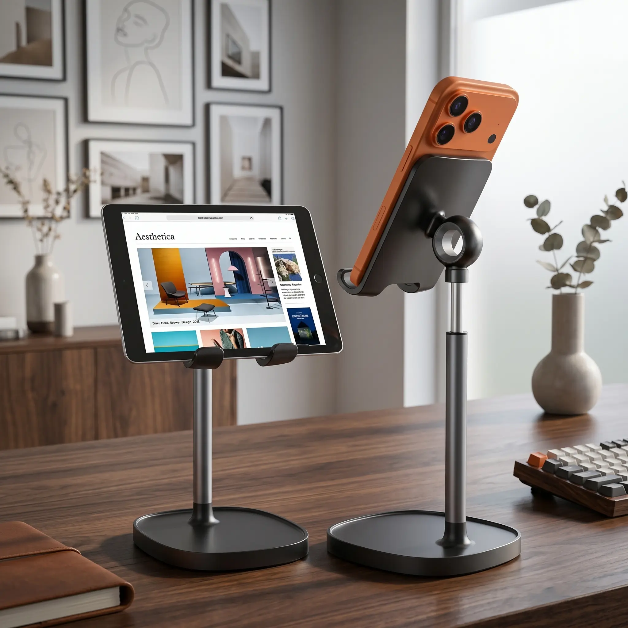 Cell Phone Stand for Desk Adjustable Phone Holder for iPhone iPad Tablet Office Desk Gaming Accessories