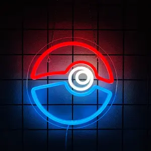 Pokemon Great Ball Neon Sign, " Red & Blue LED Wall Decor - USB Powered Light for Gaming Room, Kids Bedroom, Living Room, Study, Stream Background, Birthday Party, Anime Con, Collectibles Display & Home Bar