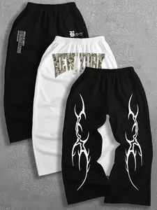 Three-Piece Street Print Sweatpants, Trouser, and Flared Pants, Casual Home Wear, Men's and Women's Comfortable Breathable Sweatpants