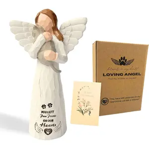 Cat Memorial Gifts for Loss of Cat, Pet Memorial Gifts for Cats, -Cat Statue Sculpted Hand-Painted Angel Figurines – Loss of Cat Sympathy Gift, Pet Loss Sympathy Gift, Cat Remembrance Gifts(Grey)