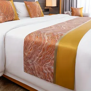 Geometric Pattern Bed Runner, Including 1 Count Bed Runner & 1 Count Pillowcase & 1 Count Bed Skirt, Soft Bedding Set for Home Bedroom Hotel