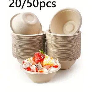 Biodegradable Thick Paper Bowls Set, Eco-Friendly Disposable Plates for Parties & Everyday Use, Durable Reusable Bowlware