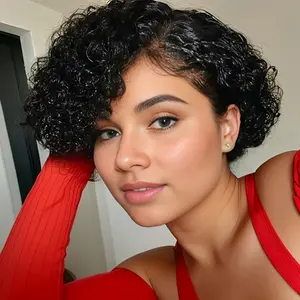 Gabrielle Hair Short Pixie Wig 13x4x1 Lace Front Human Hair Wigs For Women Natural Hairline Wig 6 Inch Brazilian Deep Wave Remy Hair Wigs