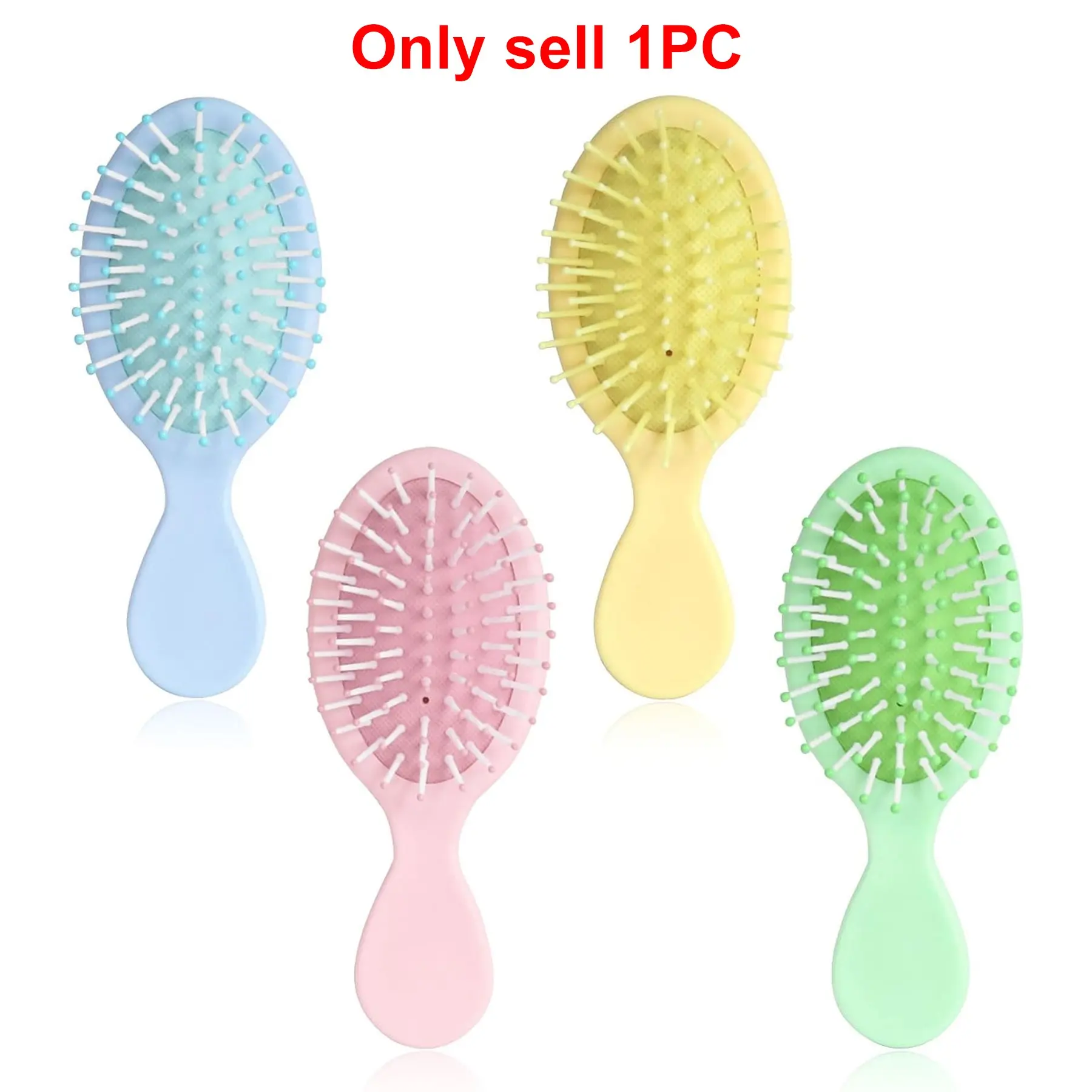 Mini Hair Brush Set, Pastel Colors, Portable Detangling Combs, Air Cushion Design, Ideal for Travel, Gentle on Hair