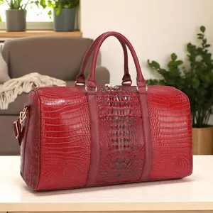 BagParty Classic Crocodile Print Duffle Bag, Elegant Vegan Leather Travel Bag for Family, Business Trip, Outdoors and Holiday