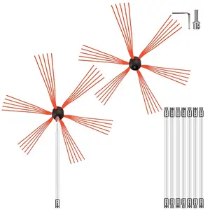 fathersdaygift VEVOR Chimney Sweep Kit 26FT Length, Chimney Brush Kit with 8 Nylon Flexible Rods and 2 Brush Head, Rotary Chimney Cleaning Kit Driven by Drill, Chimney Cleaning Tool Kits for Sweeping Fireplace