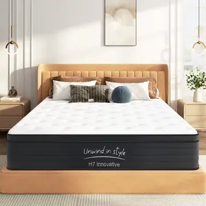 Soges Hybrid Mattress in a Box, 8/10/12 Inch, Twin/Full/Queen/King Size with Individual Pocket Springs for Pressure Relief Medium Firm Breathable Skin-Friendly CertiPUR-US Foam, H7B, For Christmas Gifts