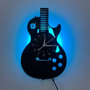 Guitar-Shaped LED Vinyl Wall Clock - Unique Wall Clocks for Music Lovers, Teachers, and Enthusiasts with Hanging Design, Ideal Gift for Men and Women Perfect for Living Room, Bedroom, Office & Cafe Decor - Unique Gift for Friends & Family