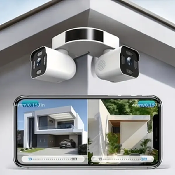 AI Wireless WiFi Security Camera, Dual-Lens PTZ, IP66 Waterproof 360° Panoramic, Dual Bullet Cam, Full-Color Night Vision, Smart AI Motion Detection, Motion Alerts, Easy Install for Home/Hotel/Yard/Store/Garage