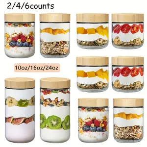 Glass Food Storage Containers Set, Meal Prep Containers, Leakproof Container, Leak-Proof Airtight Lids, Perfect for Snacks Yogurt Overnight Oats, Ideal Gift Idea