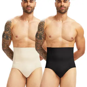 CATTIBOR Men's Shapewear Tummy Control Shorts ming Body Shaper Compression Underwear Belly Girdle Briefs Boxer in Beige & Black