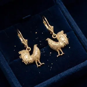 Silver Gold plated Rooster Earrings