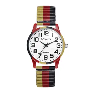 OIDEA National Flag Design Stainless Steel Watch: Easy-Read watch with Arabic numerals Quartz Expansion Band Watch Flag Design Comfortable and Stylish for Men and Women