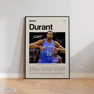 Kevin Durant Poster, Oklahoma City Thunder Wall Art, NBA Print Decor, NBA Poster, Basketball Poster, NBA Basketball