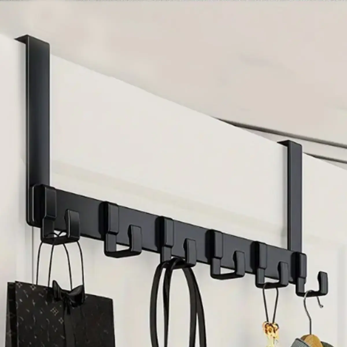 Over-the-Door Hook Rack, Durable Hanging Organizer for Clothes and Bags, Back of Door Hooks