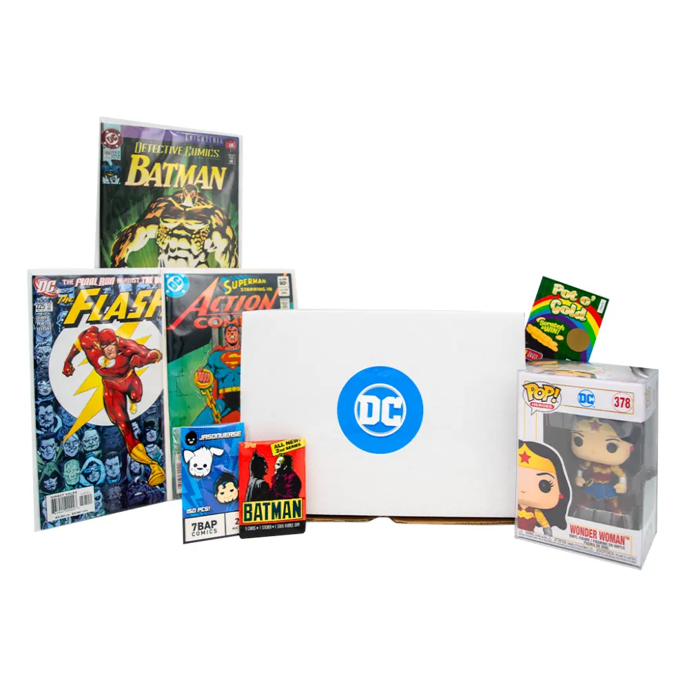 Mystery Grail DC Limited Edition Mega Blind Box - Vinyl Funko Pop, Sealed Card Packs, Comics, Certified Bangers, High-End Grails, Limited Edition Enamel Pin & Bonus Items for DC Fans