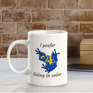 I prefer living in Color Poison Dart 11oz Coffee Mug | Funny Animal Mugs, 11oz White Mug with Double Side Print - Ideal Gift for Friends and Colleagues, Perfect Blend of Style and Substance for Your Morning Coffee or Tea