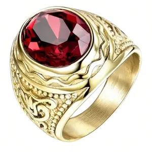 14k gold plated ring with luxurious hollow stone for men - Daily fashion accessories, engagement, father's day gift