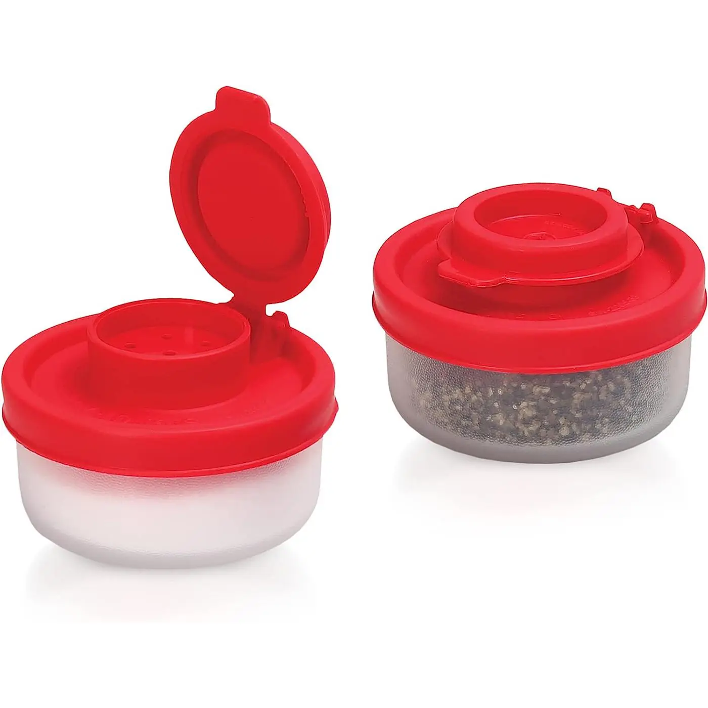 2pcs/set Portable Round Spice Jars, Transparent Mini Spice Jars With Hole Lids, Spice Utensils For Kitchen & Outdoor Camping