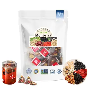 Monbrizz kidney tea formula Ginseng Six treasure tea te divina, maca root, Goji berries, turmeric kidney formula ginseng eight treasure Cleanse Detox Caffeine-Free Tea (60count)