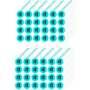 480pcs $1 Price Stickers 1 Dollar Price Tags Labels Bright Blue Color with Black Text 3/4" in Diameter Preprinted Price Labels Garage Sale Stickers