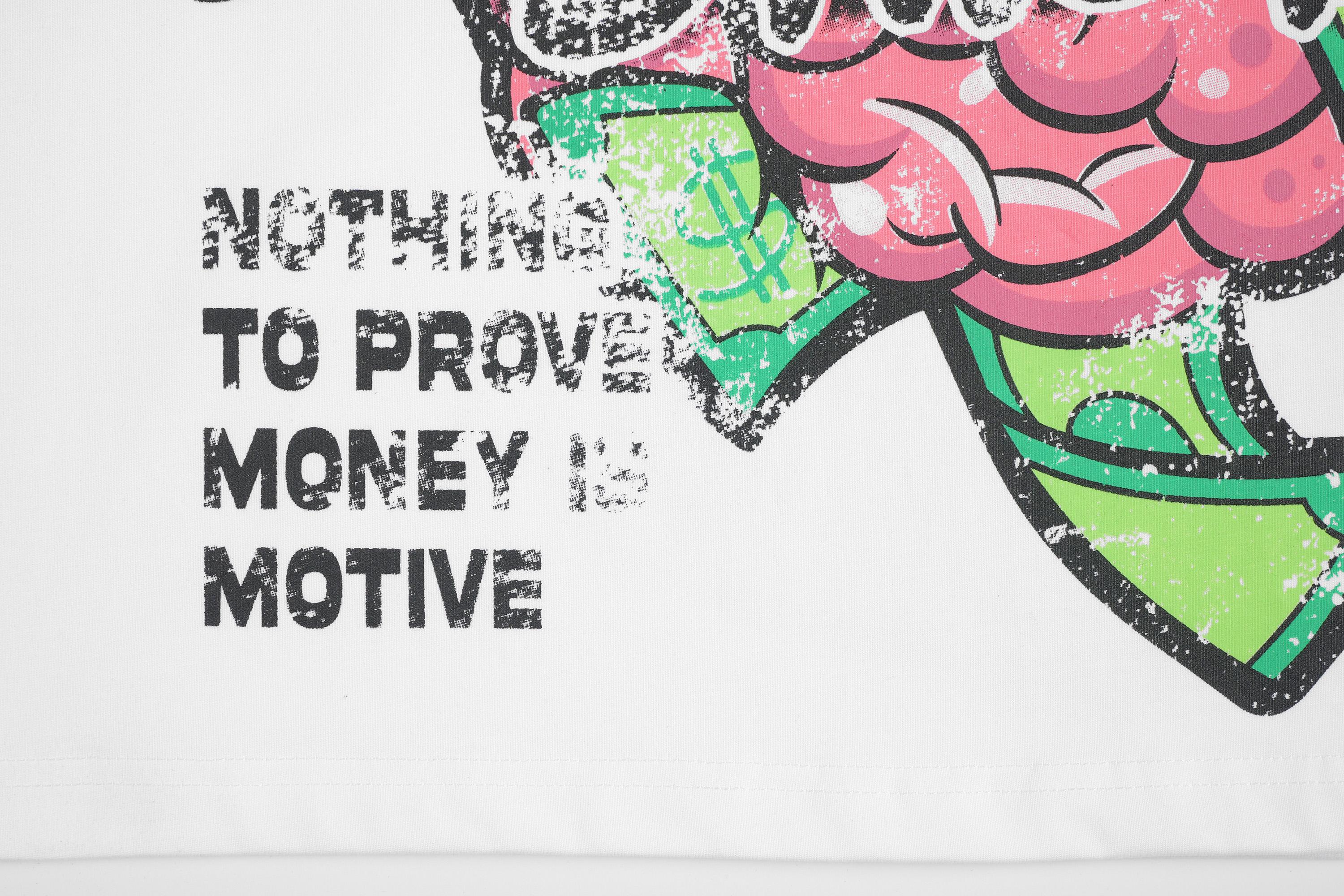 Men's Y2K Cartoon Rapper Studded Oversize White Tee | Summer Crystal Street wear Must-Have