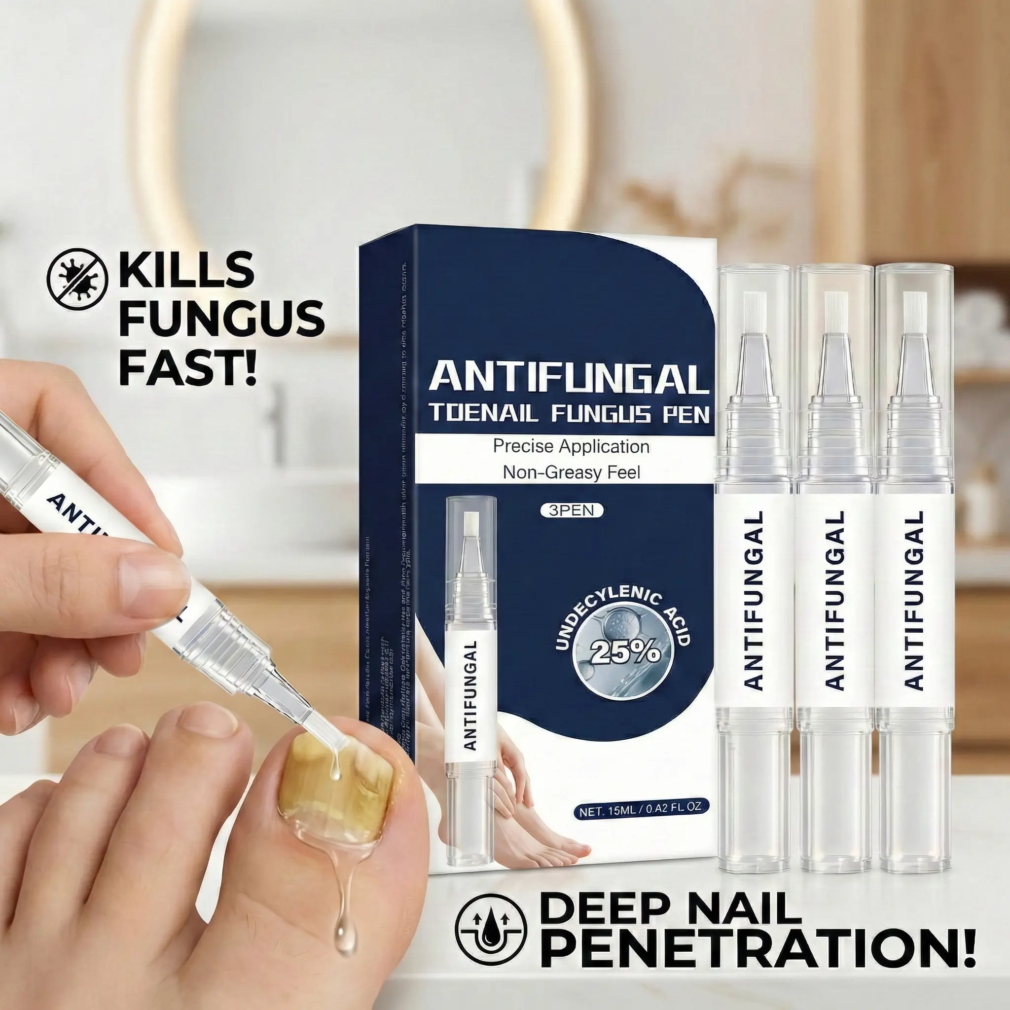 Antifungal Nail Repair Pen with 25% Undecylenic Acid - Antifungal Nail Rescue, Fast-Acting Toenail Fungus Solution for Damaged Toenails & Fingernails, Botanically Enhanced Treatment