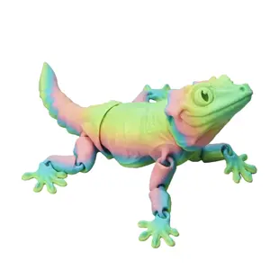 3D Printed Gecko Lizard Figurine with Poseable Joints Articulated Animal Collectible for Home Office Decor Ideal Gifts for Christmas Easter Birthday - Decoration Items,Desk Decor