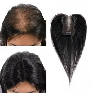 Hair Toppers for Women Real Human Hair, 360°3D Bangs Clip Human Toppers for Women with Thinning hair Realistic Scalp Line