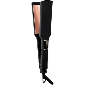1.75" Wide Plate Titanium Flat-Iron - Dual Voltage Portable Professional Hair Straightener - Hot Tools - Locks Moisture & Shine [Black Rose-Gold]