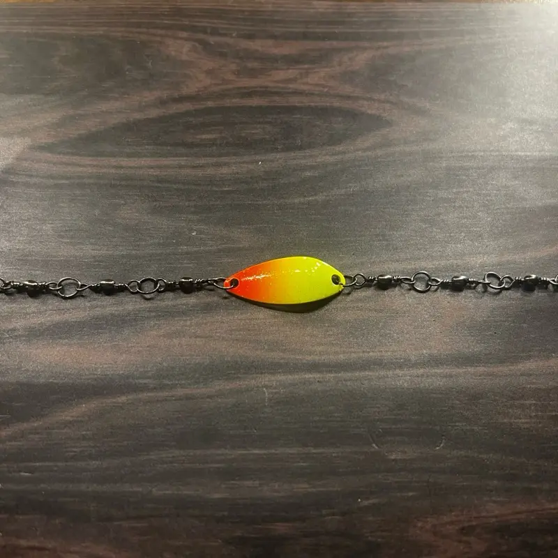 Fishing Lure Bracelet - Yellow and Orange Color Design on Chain Strap