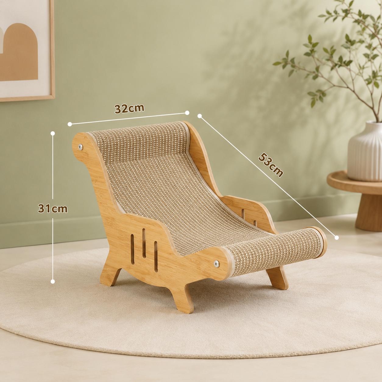 2-in-1 Sisal Cat Scratcher with Hammock & Lounge Chair No Shedding XL Size Breathable Durable All-Season Cat Bed for Claw Sharpening & Rest