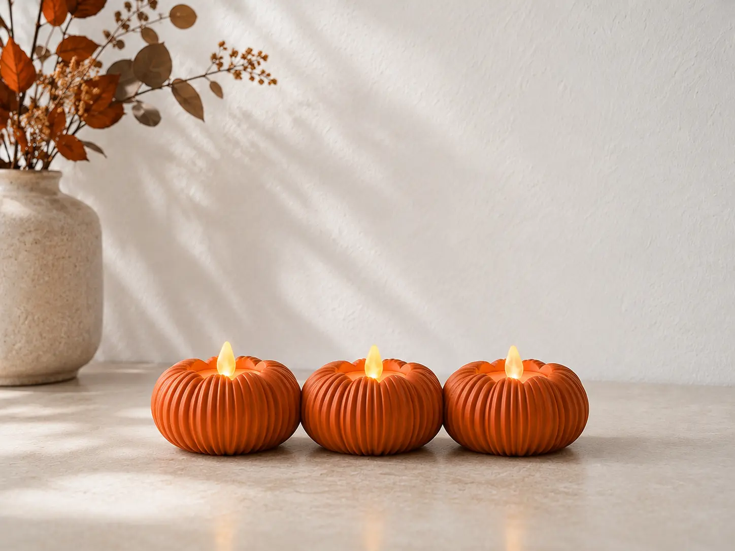 Set of 3 Pumpkin Candle Holders