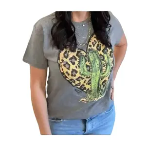 Leopard Heart Cactus Graphic Tee