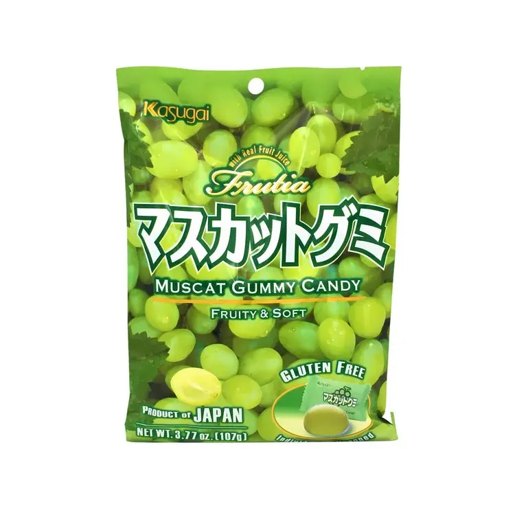 Kasugai Frutia Muscat Grape Gummy Candy - Real Fruit, Chewable, Ambient, Fruity, Juicy and Enjoyable Soft Sweet Snack, 107g