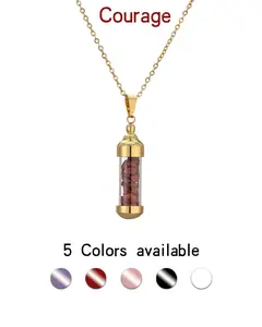 Father's Day Red Jasper Crystal Perfume Bottle Necklace | Grounding Energy Aromatherapy Diffuser Set with Box & White Dropper for Dad