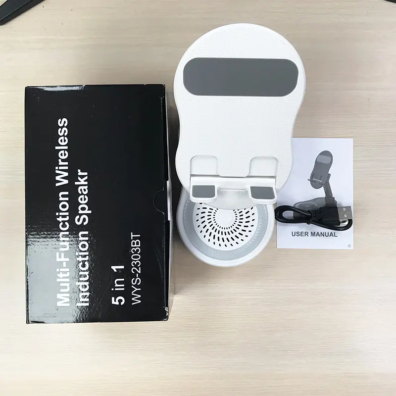 Smart Wireless Bluetooth Speaker with Induction Phone Stand for Music and Video, 5-in-1 Home Office Vertical Tablet Holder Smart Wireless Bluetooth Speaker with Induction Phone Stand for Music and Video, 5-in-1 Home Office Vertical Tablet Holder