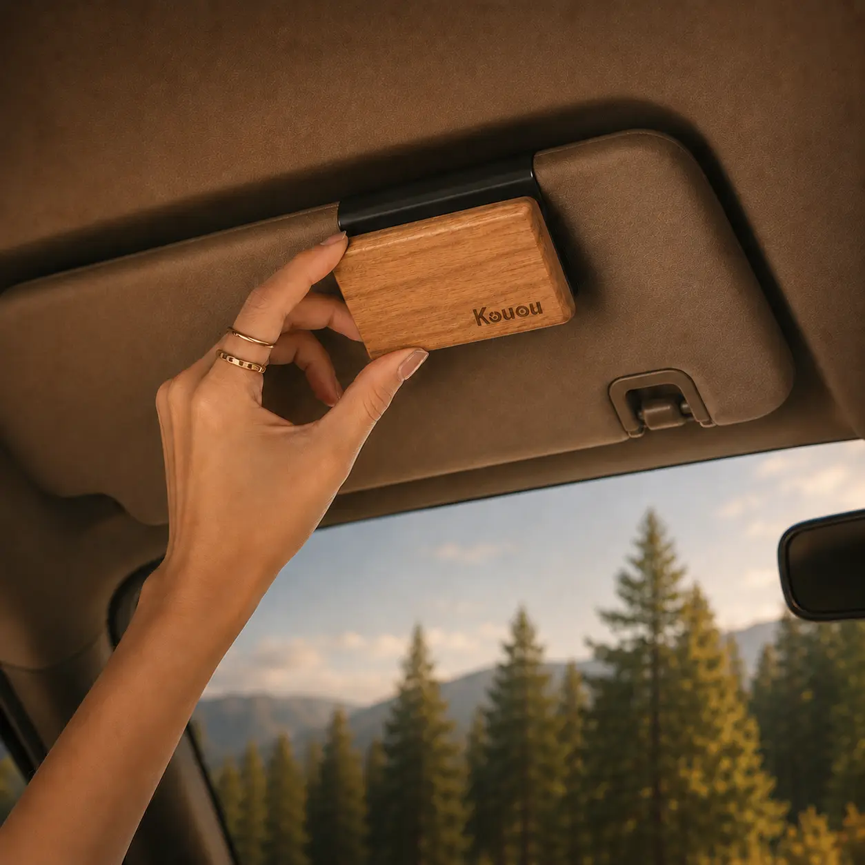 CARORO Chunk Compact Reusable Wood Car Air Freshener with Visor Clip - Refreshing, Long-Lasting, 4 Fragrances for Families & Children: Azure, Bloom, Tam Dao, Terre, Freshener Clip Car Fragrance