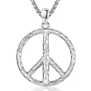 Thanches 925 Sterling Silver Peace Sign Necklace for Men Women Hippie Peace Pendant Jewelry, Perfect for Parties, Birthdays, Graduations Unleash