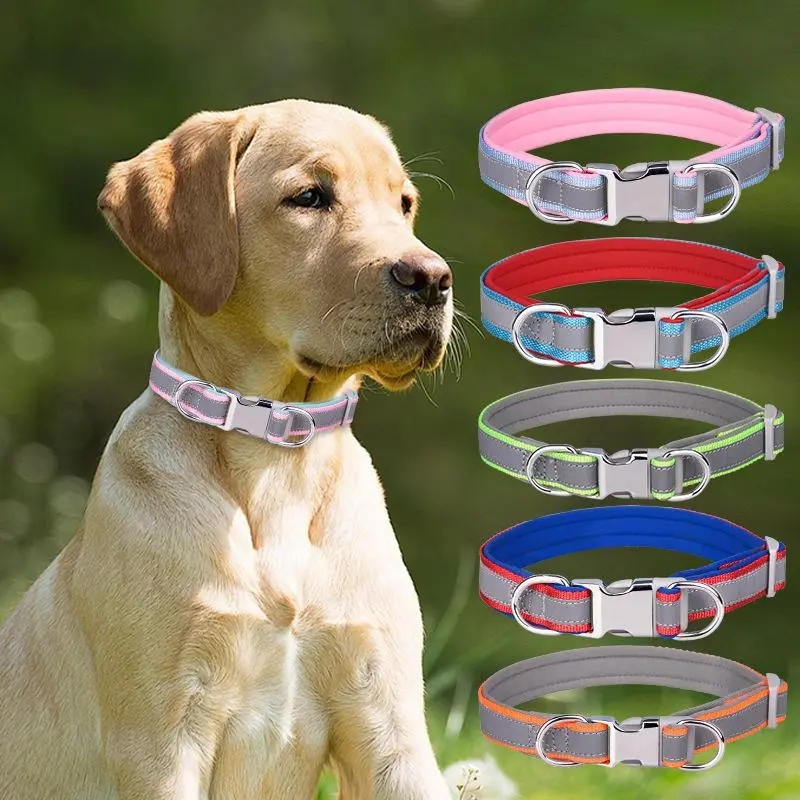 Dog Reflective Collar, S/M/L Sizes For Small Dogs, Medium Dogs, Large Dogs, Heavy DutyWith Metal Buckle, Perfect For Boys & Girls(Pink, Blue, Green, Red, Orange).
