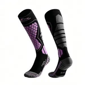 Men's Compression Ski socks Thick Warm Wool Socks for Snowboard,soccer,Breathable Moisture Wicking Hiking Knee-high Socks for Winter Sports