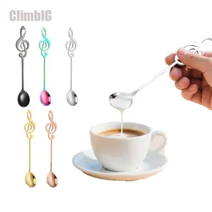 3Pcs/5Pcs Musical Note-Shaped Stainless Steel Stirring Spoon—Long-Handled Spoon For Coffee, Dessert, Or Tea; Cute Coffee Bar Accessory, Camping Spoon, Outdoor Picnic Cutlery, Reusable Metal Utensil, And A Lovely kKtchen Gift