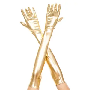 Extra long metallic gloves, 457-Gold