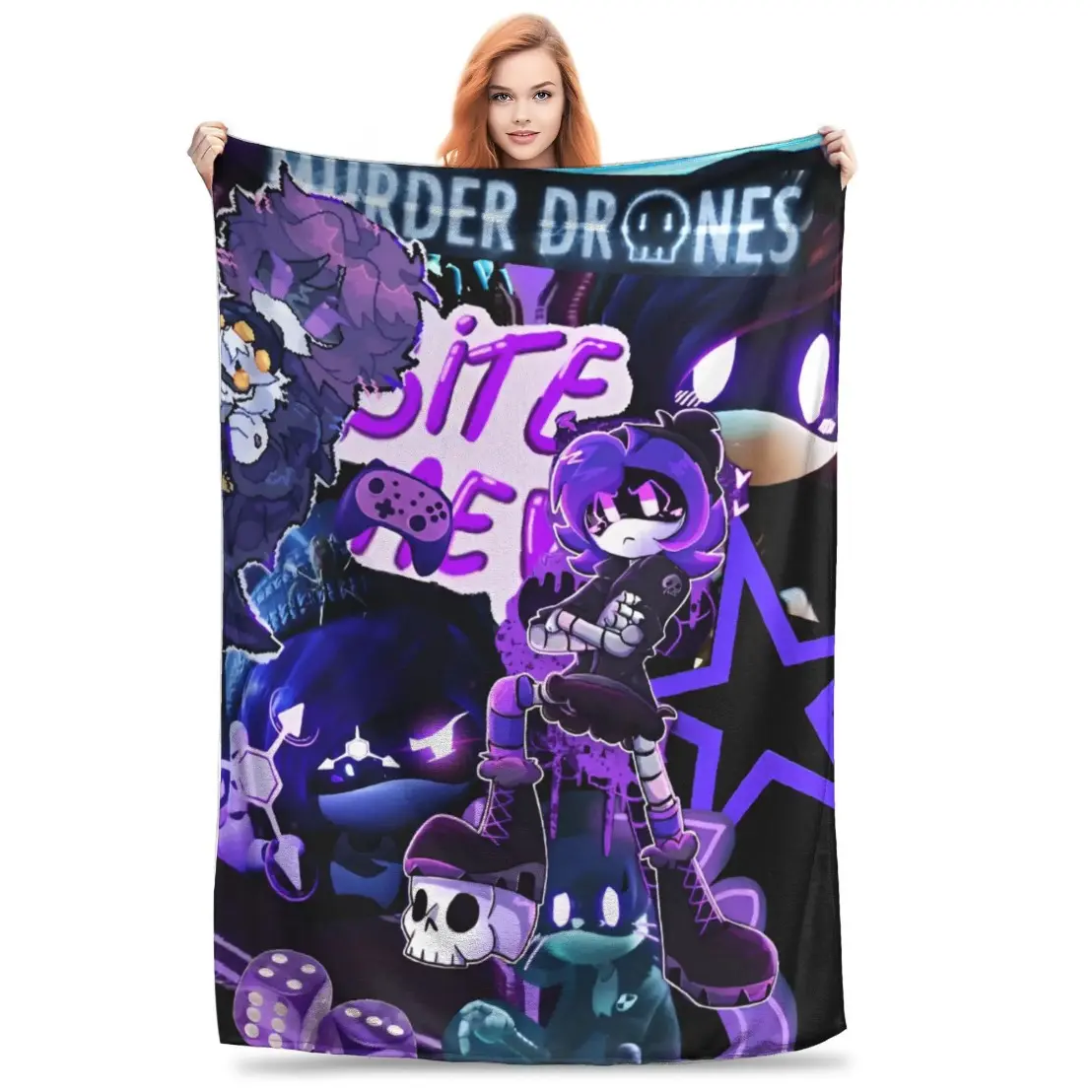 Murder Drones Blankets Coral Plush Air Conditioning Black Comedy  Multifunction Super Warm Throw Blanket Car Rug Piece  Warm Haven Textiles