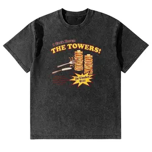 Vintage "I Took Down The Towers" Pancake Graphic Tee, Funny 9/11 Parody Washed Cotton T-Shirt Unisex