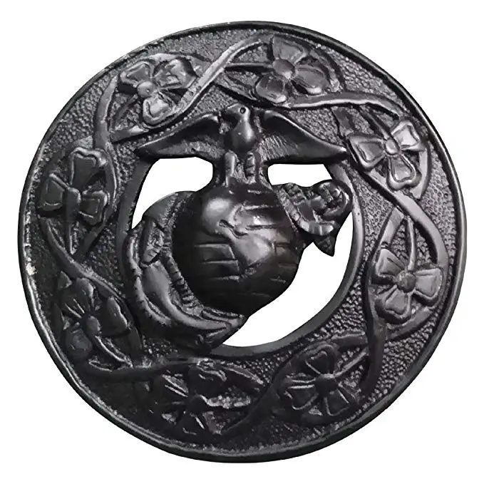 HAAUR TRADERS 3-in Metal Scottish Kilt Brooch - Unisex Celtic US Marine Design Fly Plaid Pin, Jet Black Finish for Engagement, Christmas, Everyday Use, 3 inches Size with Money Back Guarantee