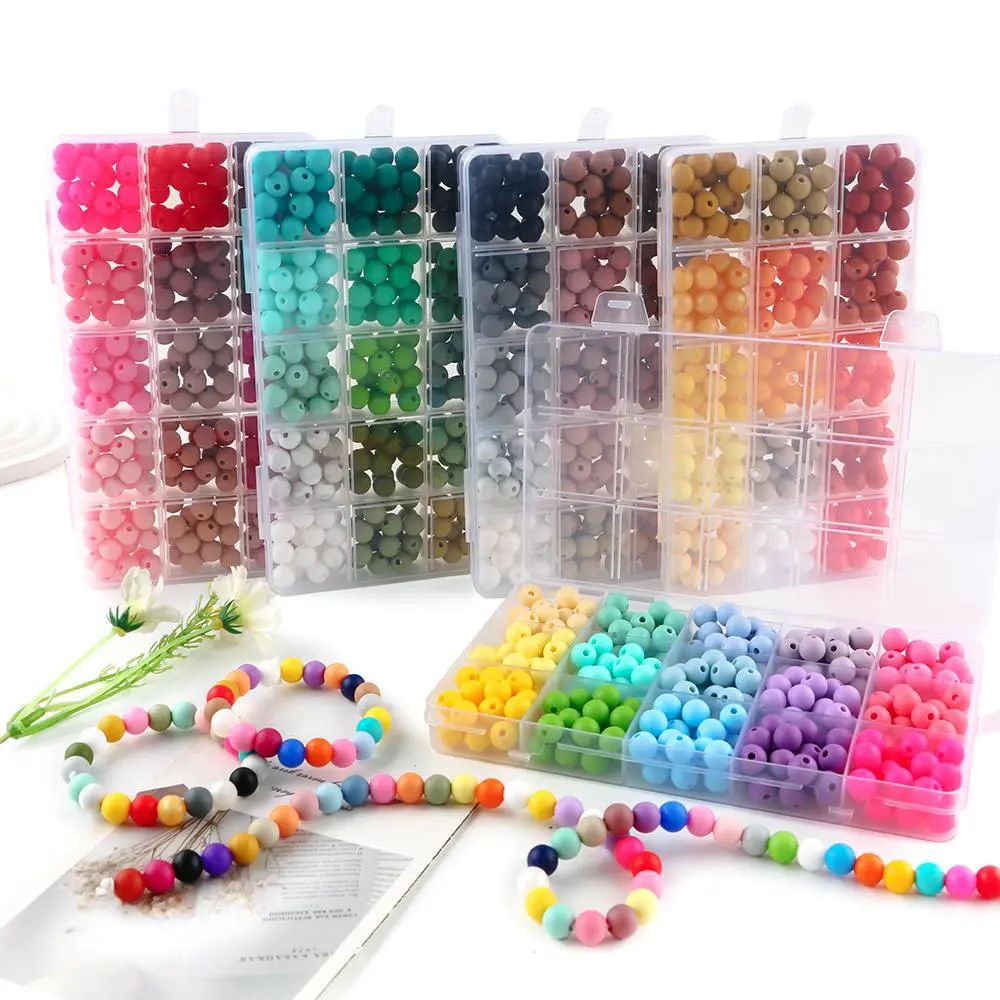 300 Pcs 9mm Silicone Durable Beads for Holiday Decoration, Mixed Colors DIY Craft Embellishments for DIY Jewelry Craft Projects, Keychains, Necklaces, Beading Making, Beading Supplies and More