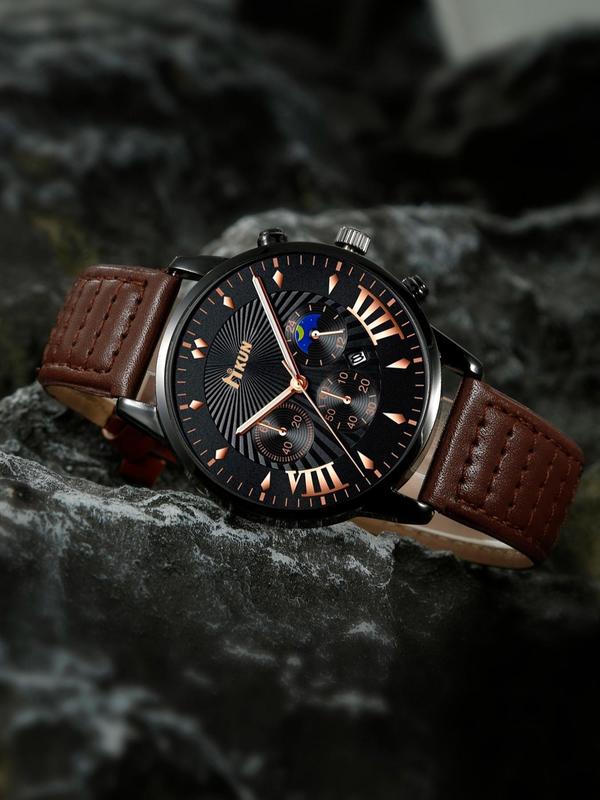 Men's Business Fashion Casual Watch Gift Set, Includes Watch, Wallet, Sunglasses, Keychain, Cufflinks and Tie Clip, with Gift Box, Birthday Gift for Men